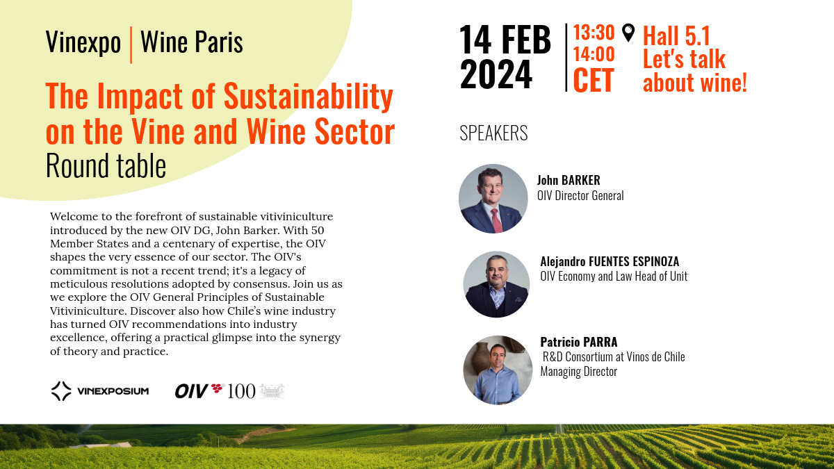presentation with pseakers for round table sustainability OIV vinexpo